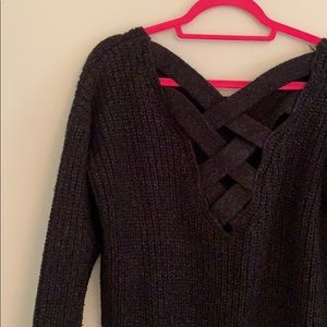 Criss Cross-back Pullover Slouchy Sweater